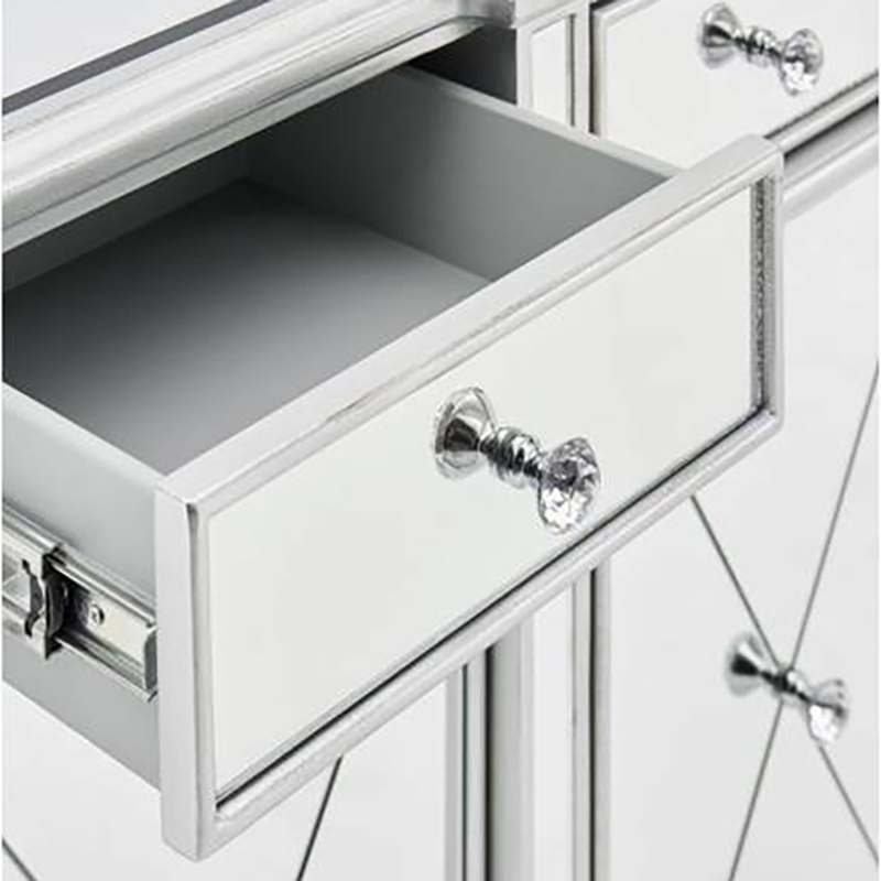 Mirrored Accent Cabinet MDF With 3 Drawers For Living Room